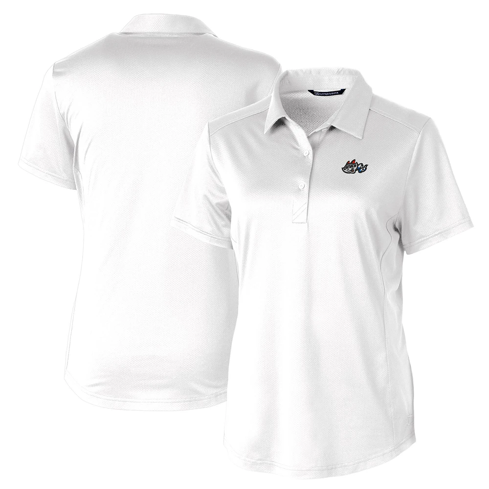 Women's Cutter & Buck White Rocket City Trash Pandas Prospect Textured Stretch Polo