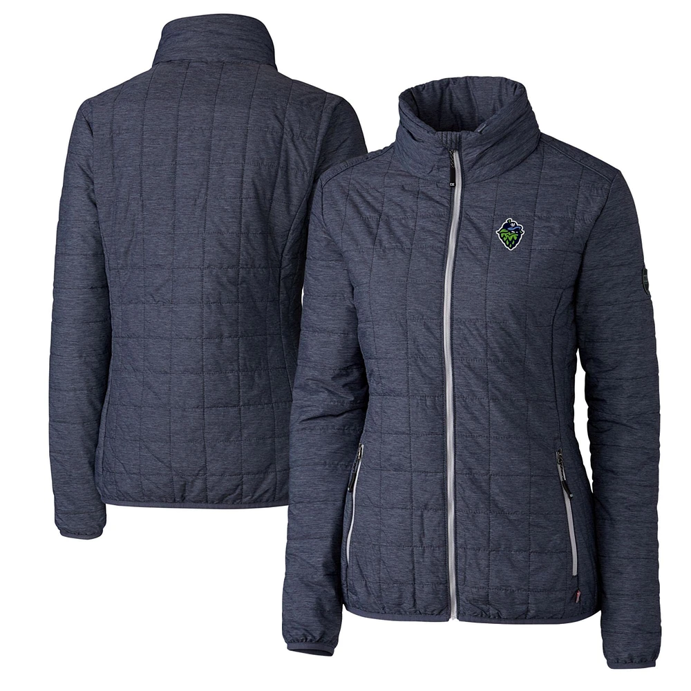 Women's Cutter & Buck Heather Navy Hillsboro Hops Rainier Primaloft Eco Full-Zip Jacket