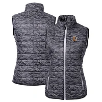 Women's Cutter & Buck Black Durham Bulls Rainier PrimaLoft Eco Insulated Printed Full-Zip Puffer Vest