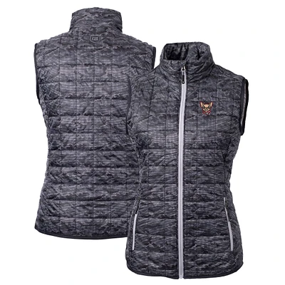 Women's Cutter & Buck Black El Paso Chihuahuas Rainier PrimaLoft Eco Insulated Printed Full-Zip Puffer Vest