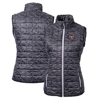 Women's Cutter & Buck Black El Paso Chihuahuas Rainier PrimaLoft Eco Insulated Printed Full-Zip Puffer Vest