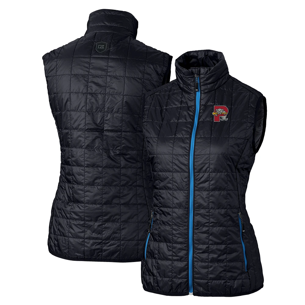 Women's Cutter & Buck Navy Portland Sea Dogs Rainier PrimaLoft Eco Insulated Full-Zip Puffer Vest