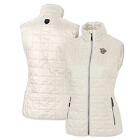 Women's Cutter & Buck Oatmeal Lehigh Valley IronPigs Rainier PrimaLoft Eco Insulated Full-Zip Puffer Vest