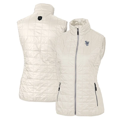 Women's Cutter & Buck Oatmeal Scranton Wilkes-Barre RailRiders Rainier PrimaLoft Eco Insulated Full-Zip Puffer Vest