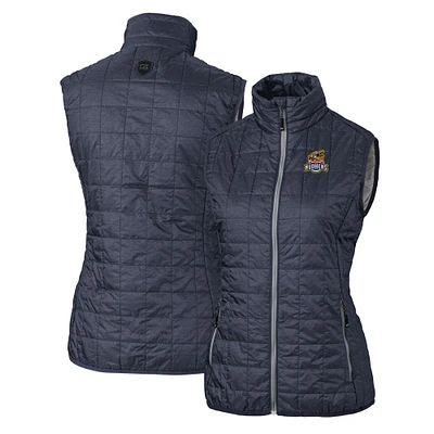 Women's Cutter & Buck Heather Navy Toledo Mud Hens Rainier PrimaLoft Eco Insulated Full-Zip Puffer Vest