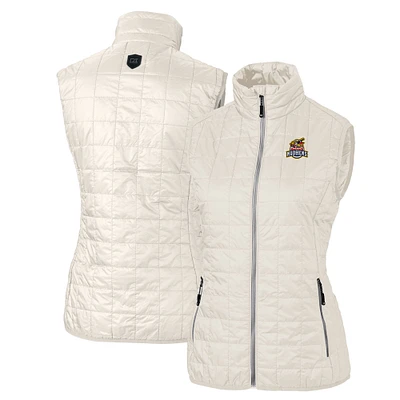 Women's Cutter & Buck Oatmeal Toledo Mud Hens Rainier PrimaLoft Eco Insulated Full-Zip Puffer Vest