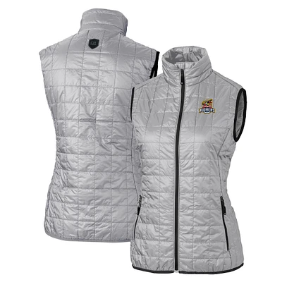 Women's Cutter & Buck Gray Toledo Mud Hens Rainier PrimaLoft Eco Insulated Full-Zip Puffer Vest