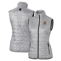 Women's Cutter & Buck Gray Toledo Mud Hens Rainier PrimaLoft Eco Insulated Full-Zip Puffer Vest