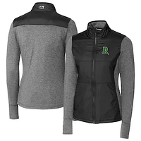 Women's Cutter & Buck  Black Dayton Dragons Stealth DryTec Hybrid Quilted Full-Zip Windbreaker Jacket