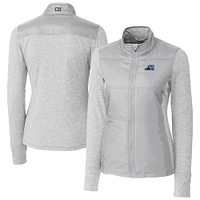 Women's Cutter & Buck  Gray West Michigan Whitecaps Stealth DryTec Hybrid Quilted Full-Zip Windbreaker Jacket
