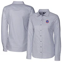 Women's Cutter & Buck  Charcoal South Bend Cubs Stretch Oxford Stripe Long Sleeve Button-Up Dress Shirt