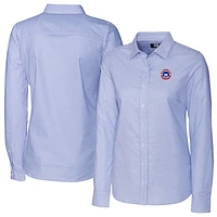 Women's Cutter & Buck  Blue South Bend Cubs Stretch Oxford Stripe Long Sleeve Button-Up Dress Shirt
