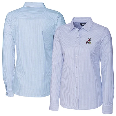 Women's Cutter & Buck  Light Blue Springfield Cardinals Stretch Oxford Stripe Long Sleeve Button-Up Dress Shirt