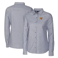 Women's Cutter & Buck Charcoal Las Vegas Aviators Stretch Oxford Long Sleeve Tri-Blend Button-Up Dress Shirt