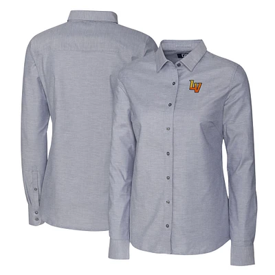 Women's Cutter & Buck Charcoal Las Vegas Aviators Stretch Oxford Long Sleeve Tri-Blend Button-Up Dress Shirt