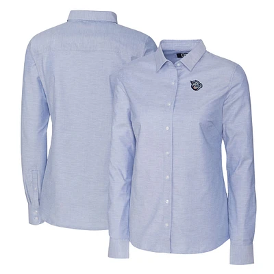 Women's Cutter & Buck Light Blue Lehigh Valley IronPigs Stretch Oxford Long Sleeve Tri-Blend Button-Up Dress Shirt
