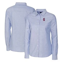 Women's Cutter & Buck Light Blue Greenville Drive Stretch Oxford Long Sleeve Tri-Blend Button-Up Dress Shirt