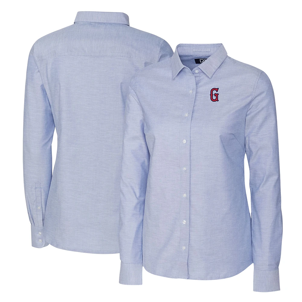 Women's Cutter & Buck Light Blue Greenville Drive Stretch Oxford Long Sleeve Tri-Blend Button-Up Dress Shirt