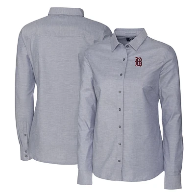 Women's Cutter & Buck Charcoal Birmingham Barons Stretch Oxford Long Sleeve Tri-Blend Button-Up Dress Shirt