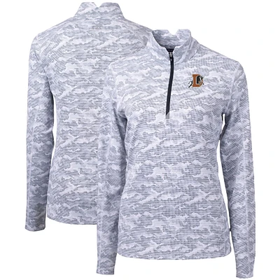 Women's Cutter & Buck  Charcoal Durham Bulls Traverse Camo Stretch Quarter-Zip Pullover Top