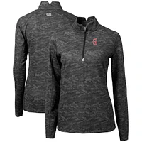 Women's Cutter & Buck  Black Greenville Drive Traverse Camo Stretch Quarter-Zip Pullover Top