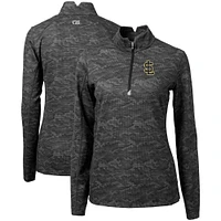 Women's Cutter & Buck  Black Salt Lake Bees Traverse Camo Stretch Quarter-Zip Pullover Top