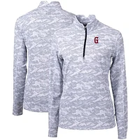 Women's Cutter & Buck  Charcoal Greenville Drive Traverse Camo Stretch Quarter-Zip Pullover Top