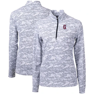 Women's Cutter & Buck  Charcoal Greenville Drive Traverse Camo Stretch Quarter-Zip Pullover Top