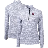 Women's Cutter & Buck  Charcoal Greenville Drive Traverse Camo Stretch Quarter-Zip Pullover Top