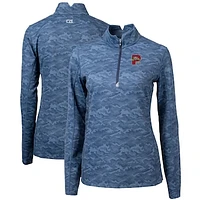 Women's Cutter & Buck  Navy Portland Sea Dogs Traverse Camo Stretch Quarter-Zip Pullover Top