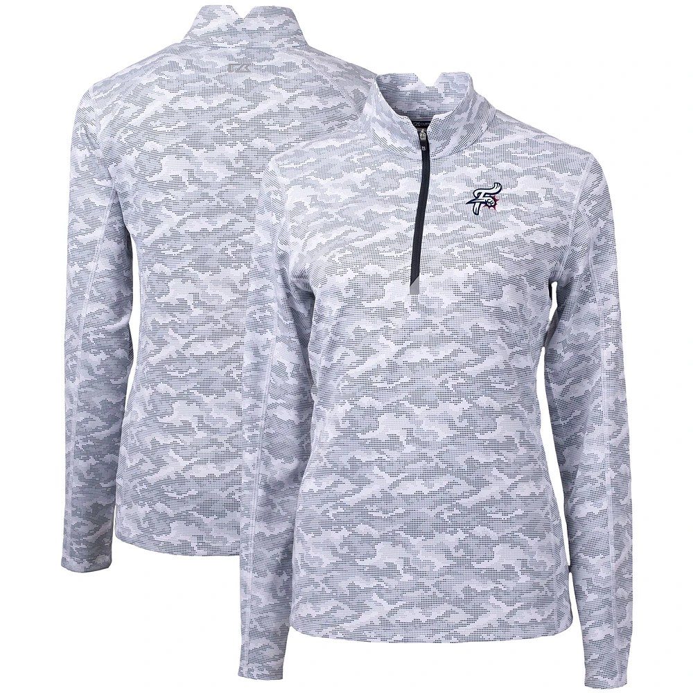 Women's Cutter & Buck Charcoal Reading Fightin Phils Traverse Camo Stretch Quarter-Zip Pullover Top