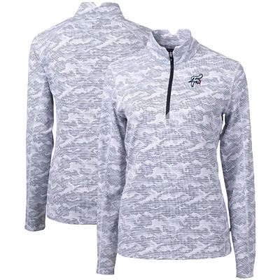 Women's Cutter & Buck  Charcoal Reading Fightin Phils Traverse Camo Stretch Quarter-Zip Pullover Top