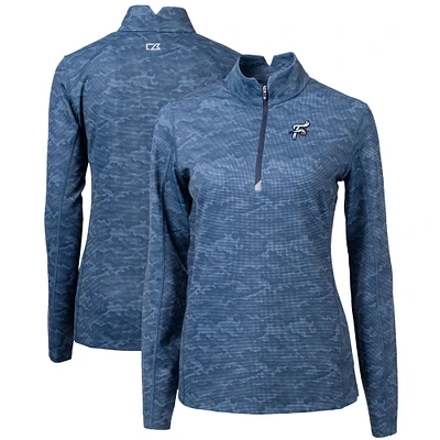 Women's Cutter & Buck  Navy Reading Fightin Phils Traverse Camo Stretch Quarter-Zip Pullover Top