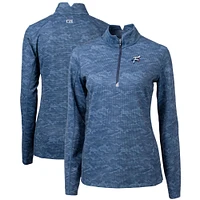 Women's Cutter & Buck  Navy Reading Fightin Phils Traverse Camo Stretch Quarter-Zip Pullover Top