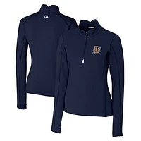 Women's Cutter & Buck  Navy Durham Bulls Traverse DryTec Stretch Quarter-Zip Pullover Top