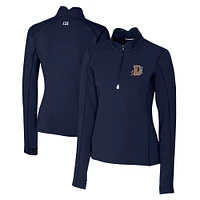 Women's Cutter & Buck  Navy Durham Bulls Traverse DryTec Stretch Quarter-Zip Pullover Top