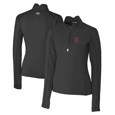 Women's Cutter & Buck  Black Indianapolis Indians Traverse DryTec Stretch Quarter-Zip Pullover Top