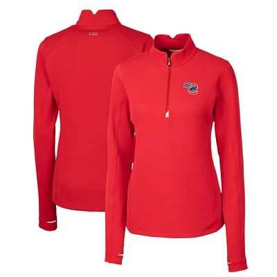 Women's Cutter & Buck  Red Iowa Cubs Traverse DryTec Stretch Quarter-Zip Pullover Top
