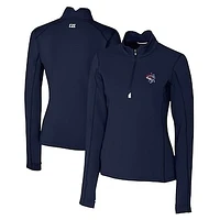 Women's Cutter & Buck  Navy Binghamton Rumble Ponies Traverse DryTec Stretch Quarter-Zip Pullover Top