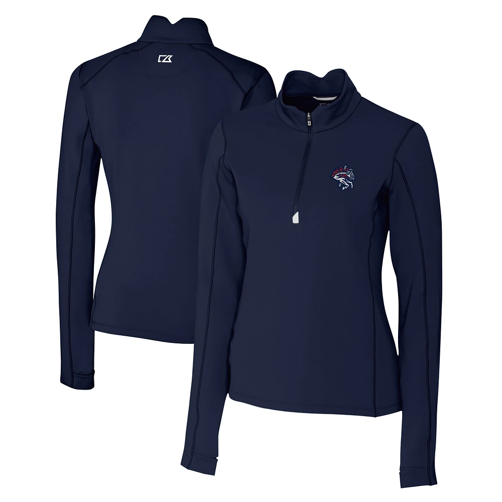 Women's Cutter & Buck Navy Binghamton Rumble Ponies Traverse DryTec Stretch Quarter-Zip Pullover Top