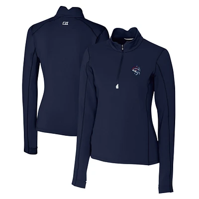Women's Cutter & Buck  Navy Binghamton Rumble Ponies Traverse DryTec Stretch Quarter-Zip Pullover Top