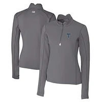 Women's Cutter & Buck  Gray Tulsa Drillers Traverse DryTec Stretch Quarter-Zip Pullover Top