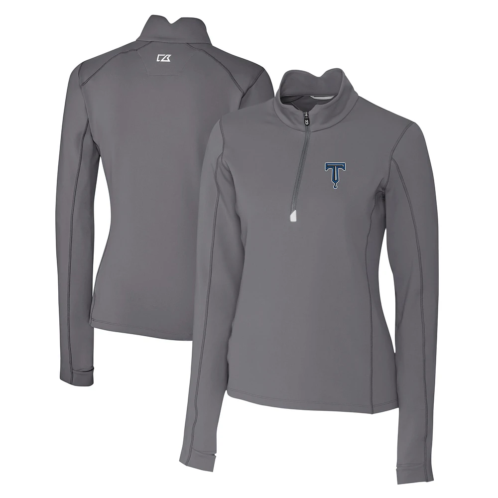 Women's Cutter & Buck Gray Tulsa Drillers Traverse DryTec Stretch Quarter-Zip Pullover Top