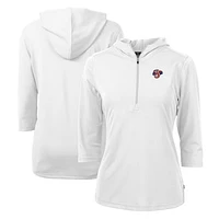 Women's Cutter & Buck  White Jacksonville Jumbo Shrimp Virtue Eco Pique Recycled 3/4-Sleeve Half-Zip Pullover Hoodie