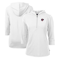 Women's Cutter & Buck  White Jacksonville Jumbo Shrimp Virtue Eco Pique Recycled 3/4-Sleeve Half-Zip Pullover Hoodie