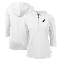 Women's Cutter & Buck  White Reno Aces Virtue Eco Pique Recycled 3/4-Sleeve Half-Zip Pullover Hoodie
