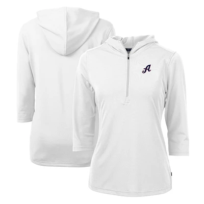Women's Cutter & Buck  White Reno Aces Virtue Eco Pique Recycled 3/4-Sleeve Half-Zip Pullover Hoodie