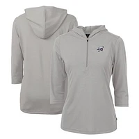 Women's Cutter & Buck  Gray Reading Fightin Phils Virtue Eco Pique Recycled 3/4-Sleeve Half-Zip Pullover Hoodie