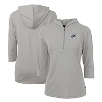 Women's Cutter & Buck  Gray Reading Fightin Phils Virtue Eco Pique Recycled 3/4-Sleeve Half-Zip Pullover Hoodie