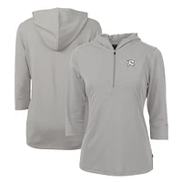 Women's Cutter & Buck  Gray Richmond Flying Squirrels Virtue Eco Pique Recycled 3/4-Sleeve Half-Zip Pullover Hoodie